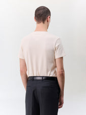 Tee Shirt Col Rond Slim En Maille Beige