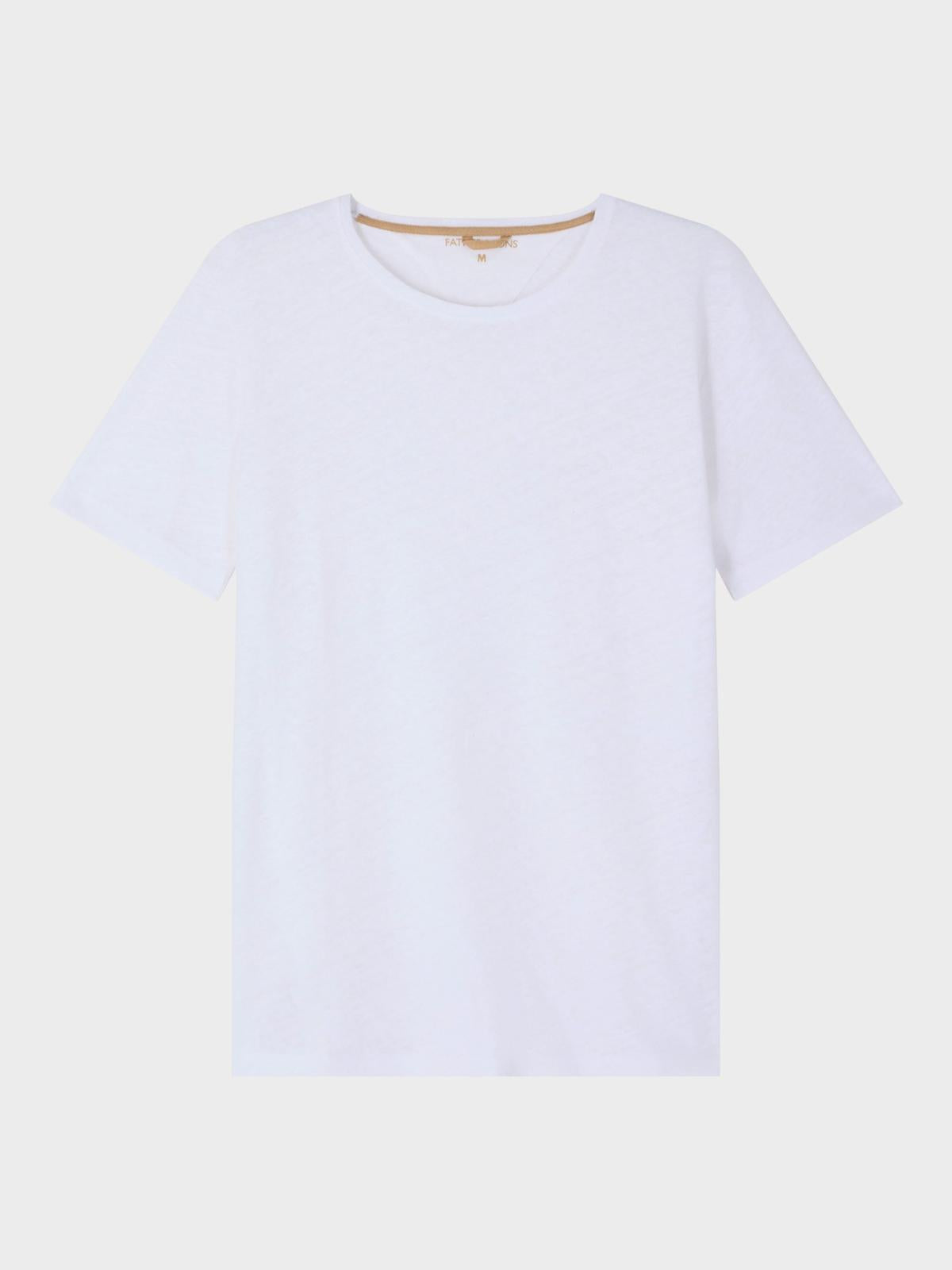 Tee Shirt Col Rond En Coton Et Lin Blancs