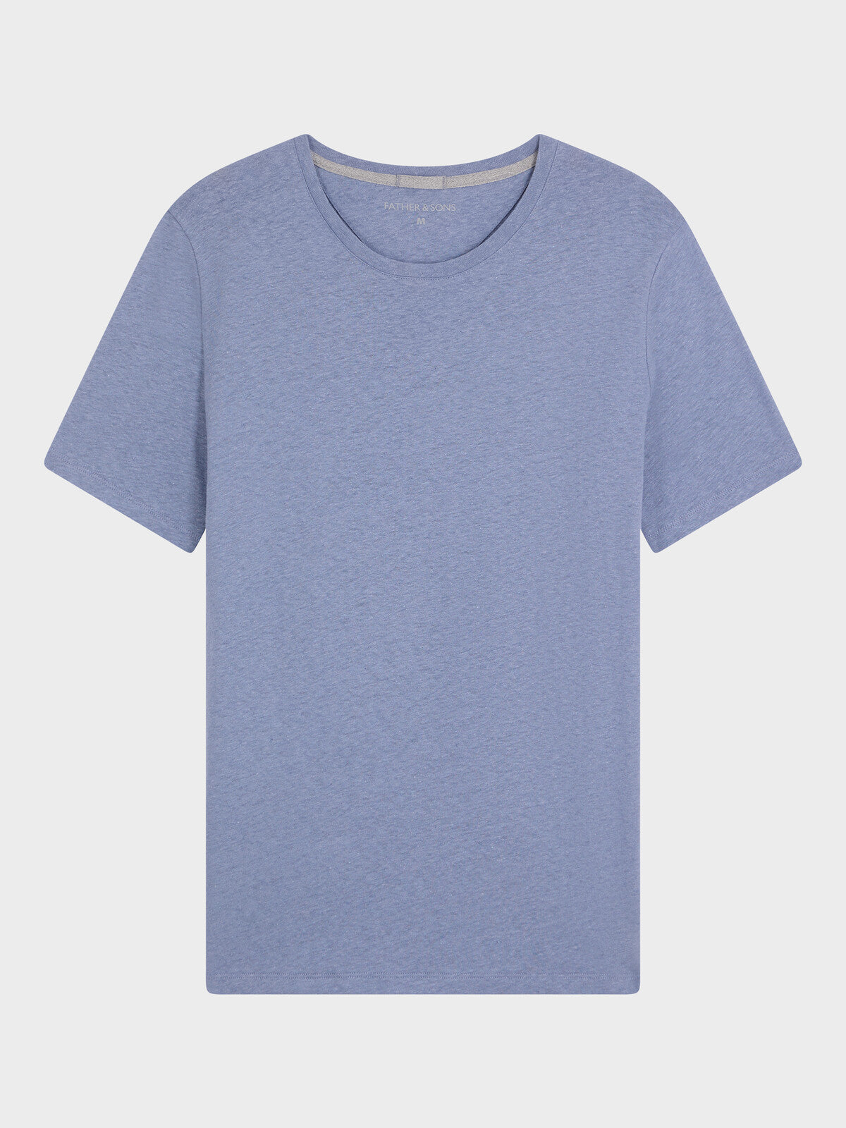 Tee Shirt Col Rond Slim En Lin Et Coton Bleu Chambray