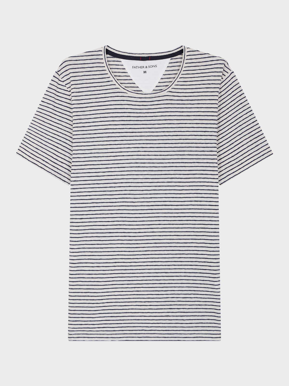 Tee Shirt Col Rond En Coton Et Lin Rayures Bleu Marine