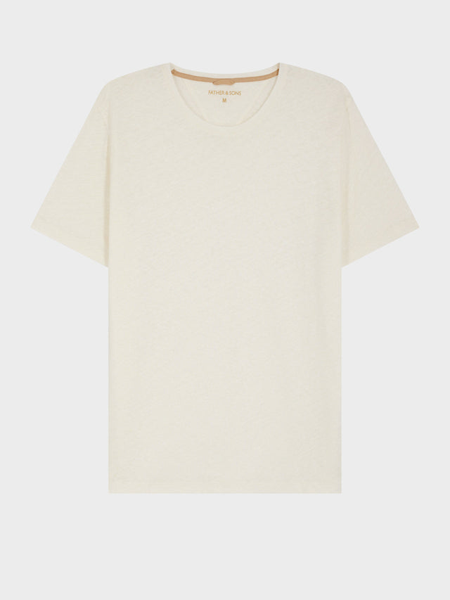 Tee-shirt col rond en coton et lin écrus