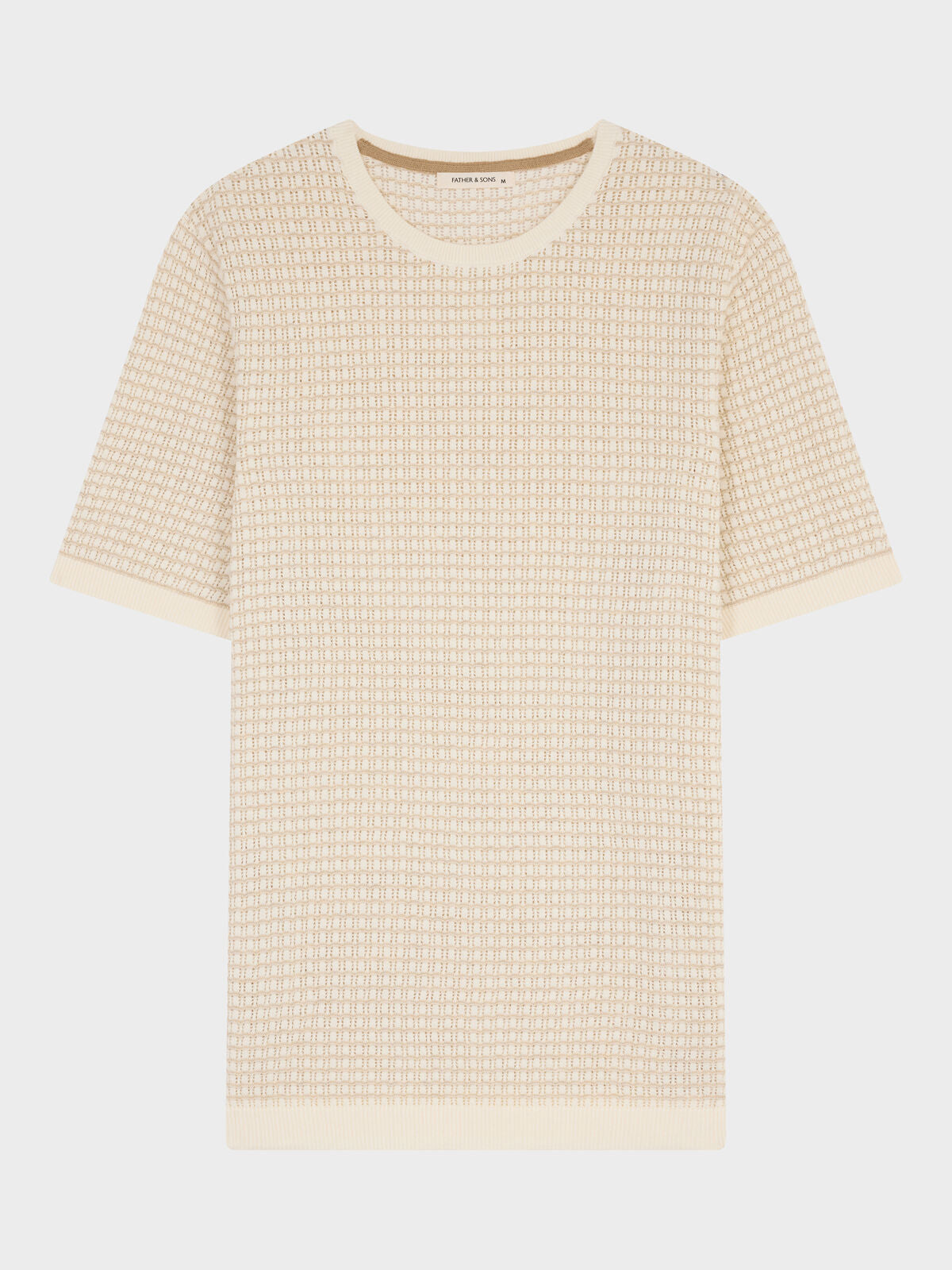 Tee Shirt Col Rond Slim En Maille Ajour E Crue