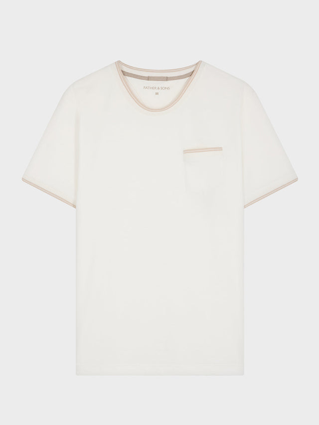 Tee-shirt col rond regular en coton mélangé écru