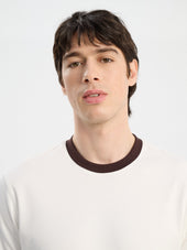 Tee Shirt Col Rond Loose En Coton Cru