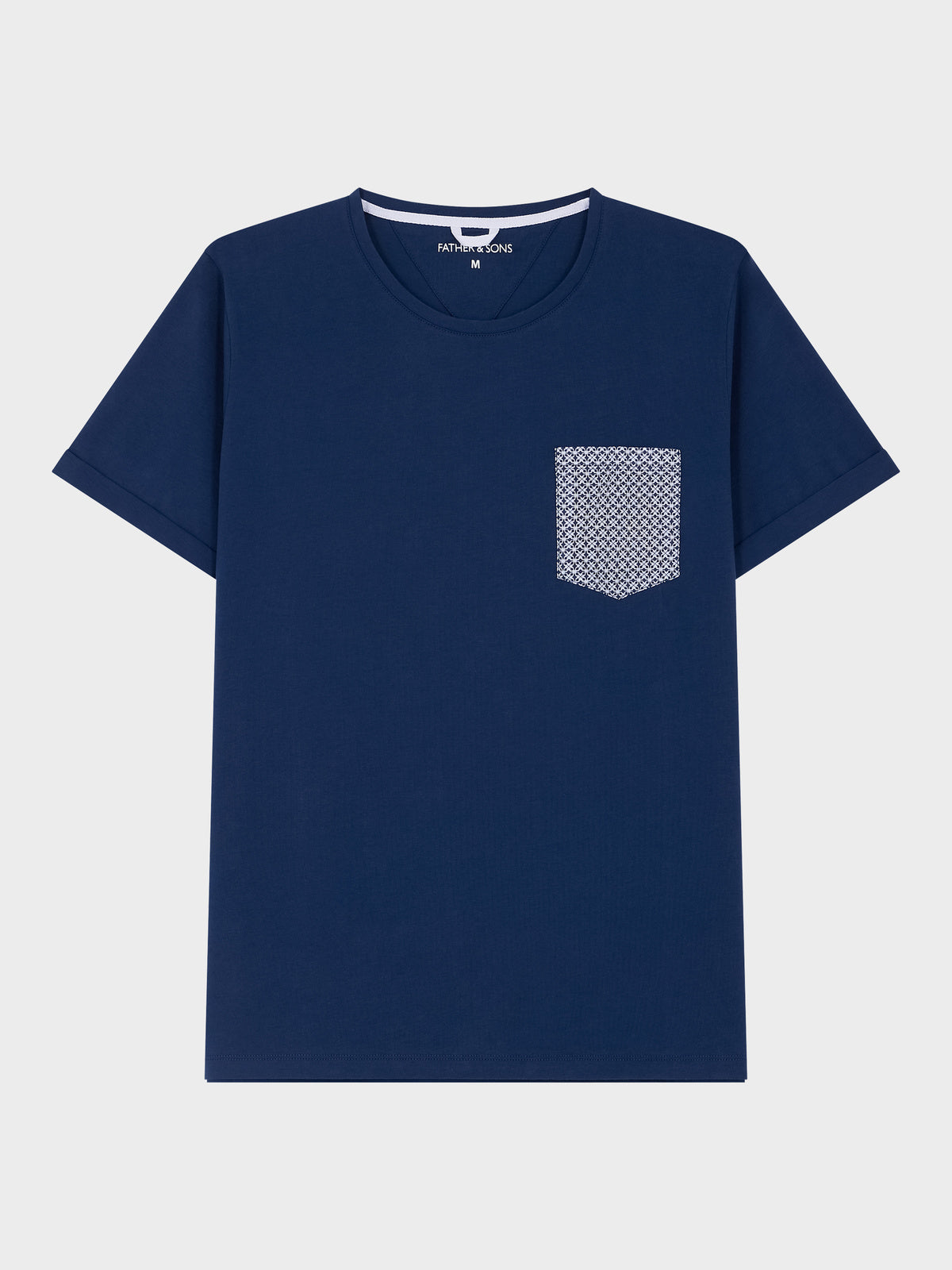 Tee Shirt Col Rond En Coton Bleu Indigo