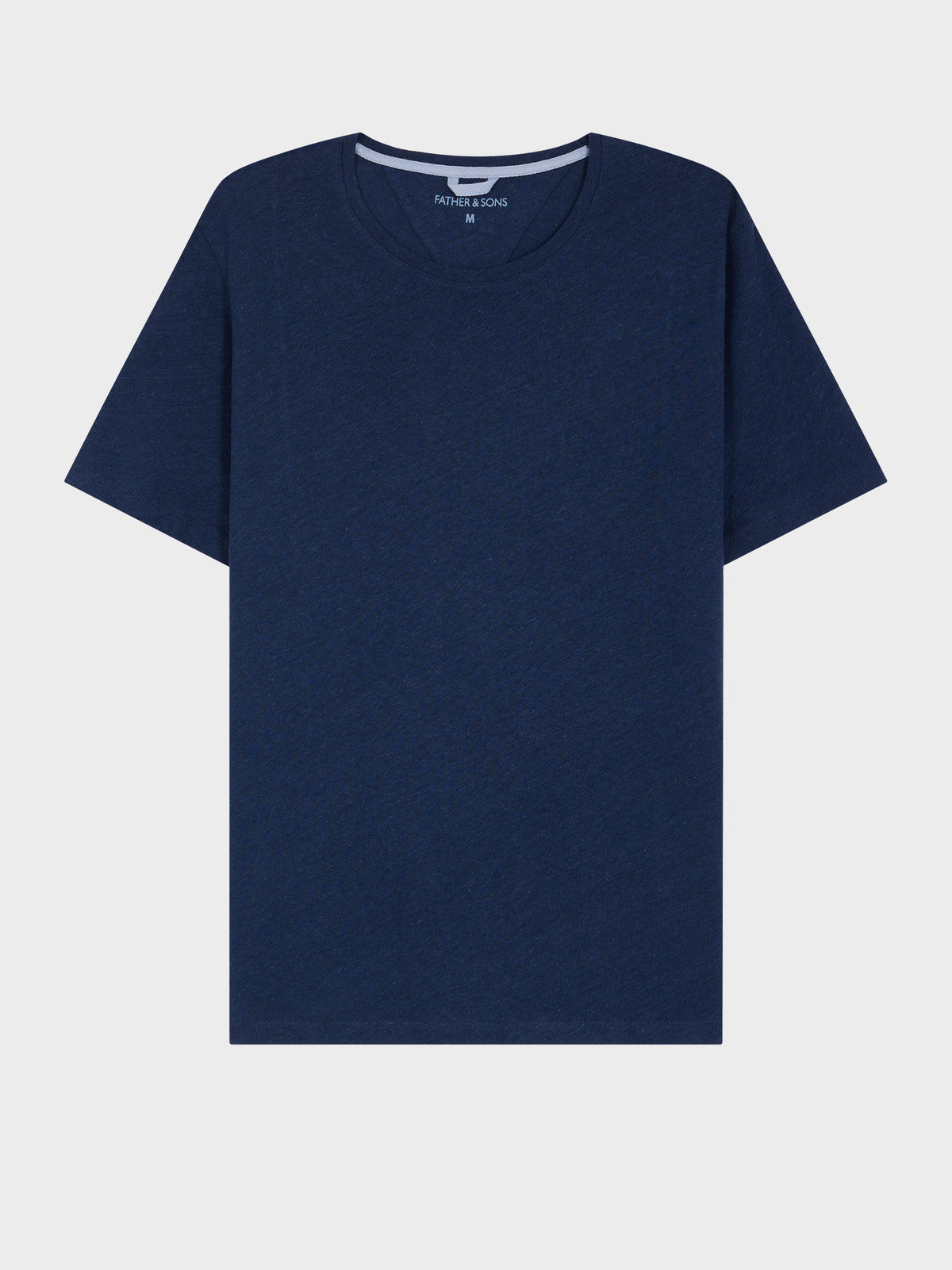 Tee Shirt Col Rond En Coton Et Lin Bleu Indigo