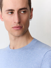 Tee Shirt Col Rond Slim En Maille Bleu Jeans