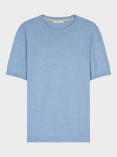Tee Shirt Col Rond Slim En Maille Bleu Jeans