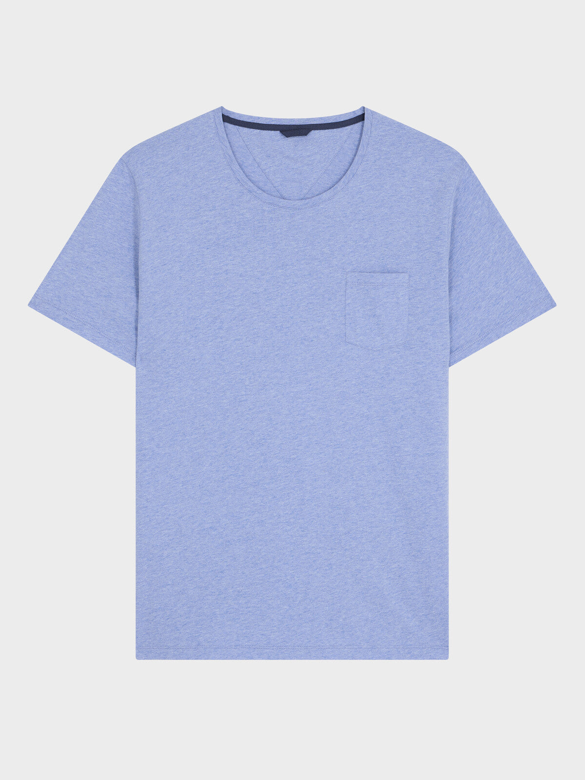 Tee Shirt Col Rond Slim En Coton Bleu Jeans