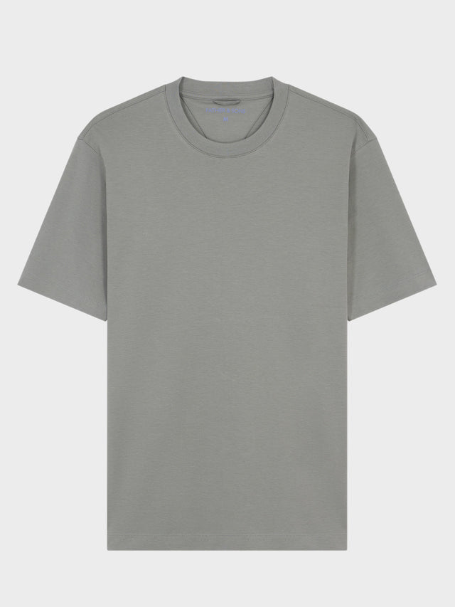 Tee-shirt col rond regular en coton kaki
