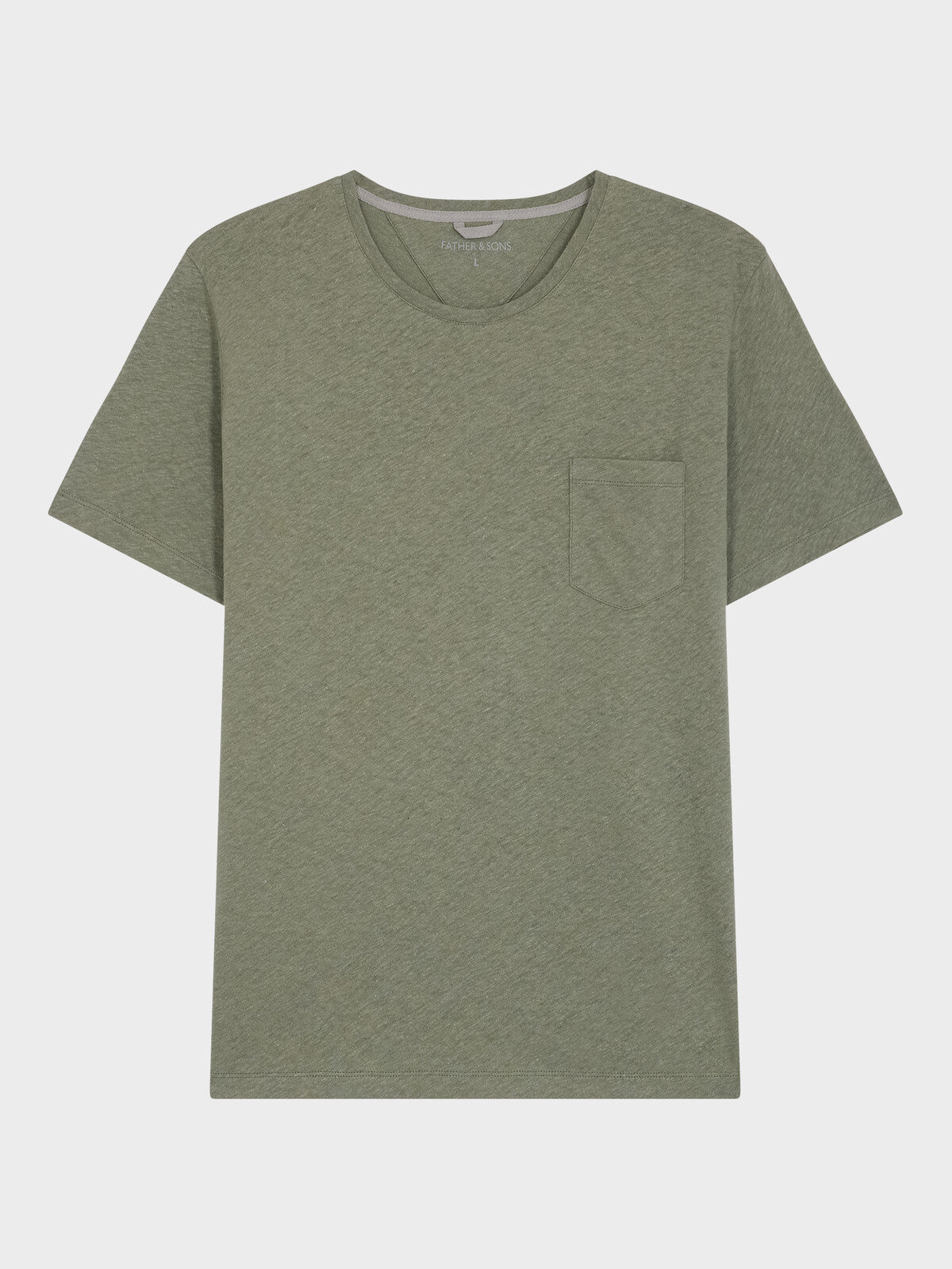 Tee Shirt Col Rond Slim En Lin Et Coton Kaki