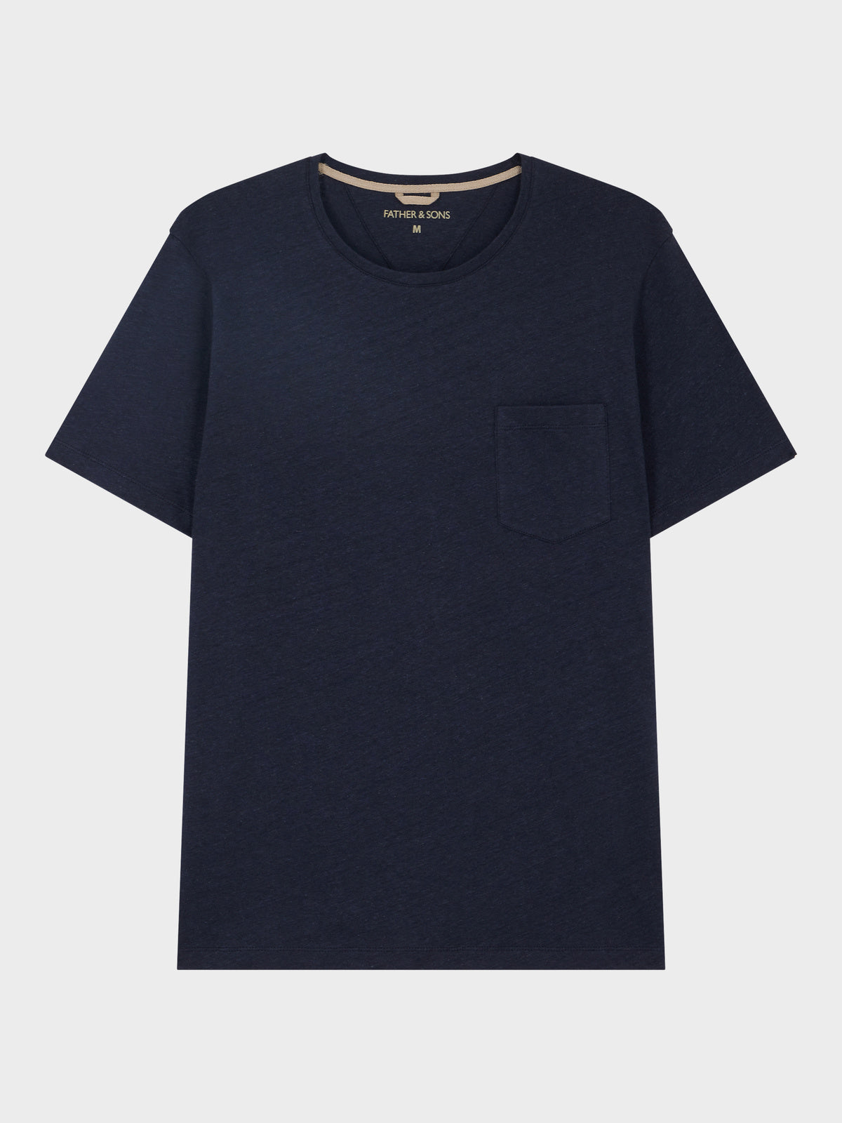 Tee Shirt Col Rond En Coton Et Lin Bleu Marine