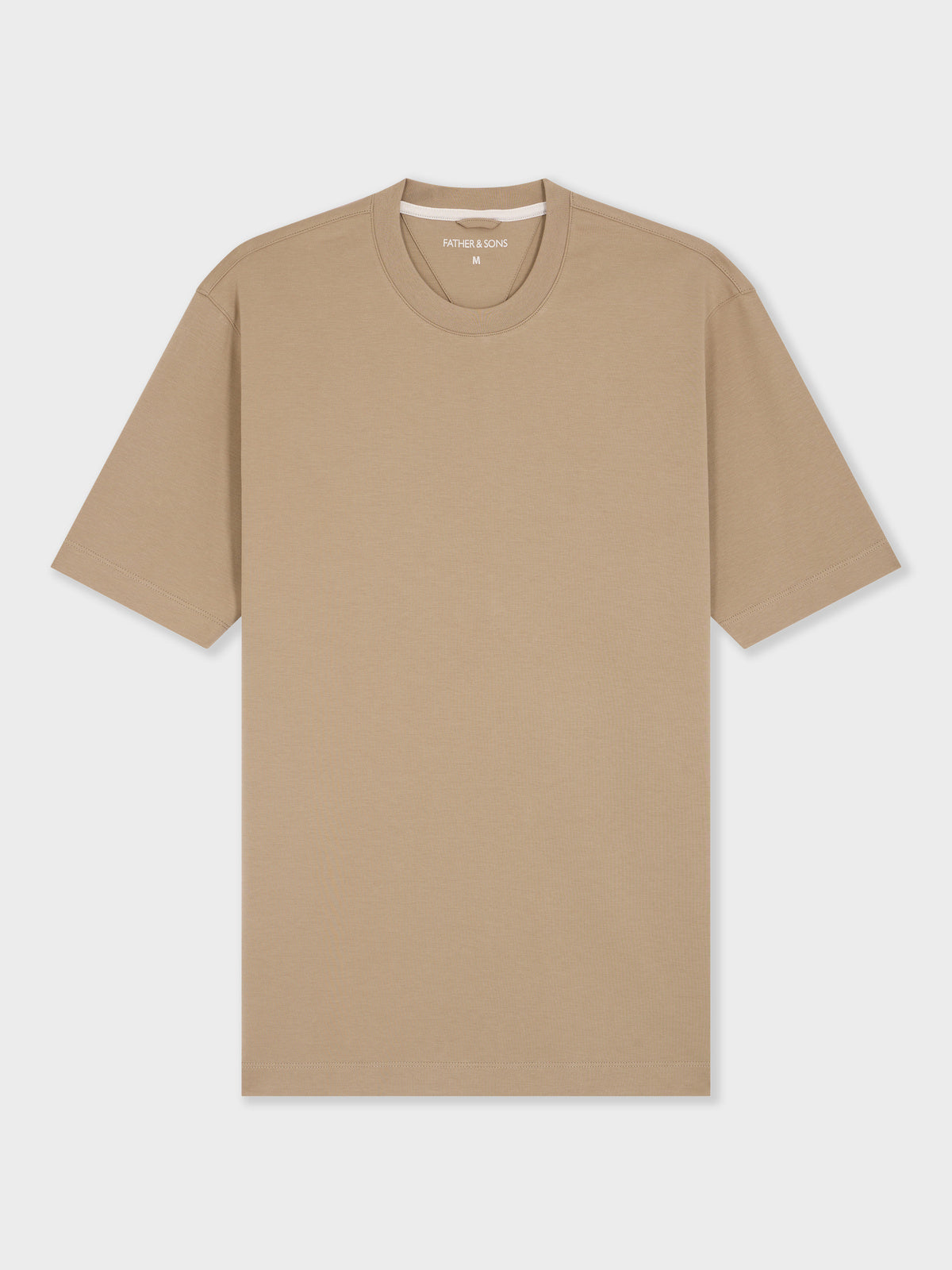 Tee Shirt Col Rond Regular En Coton Beige
