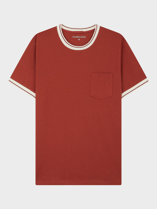 Tee-shirt col rond en coton terracotta