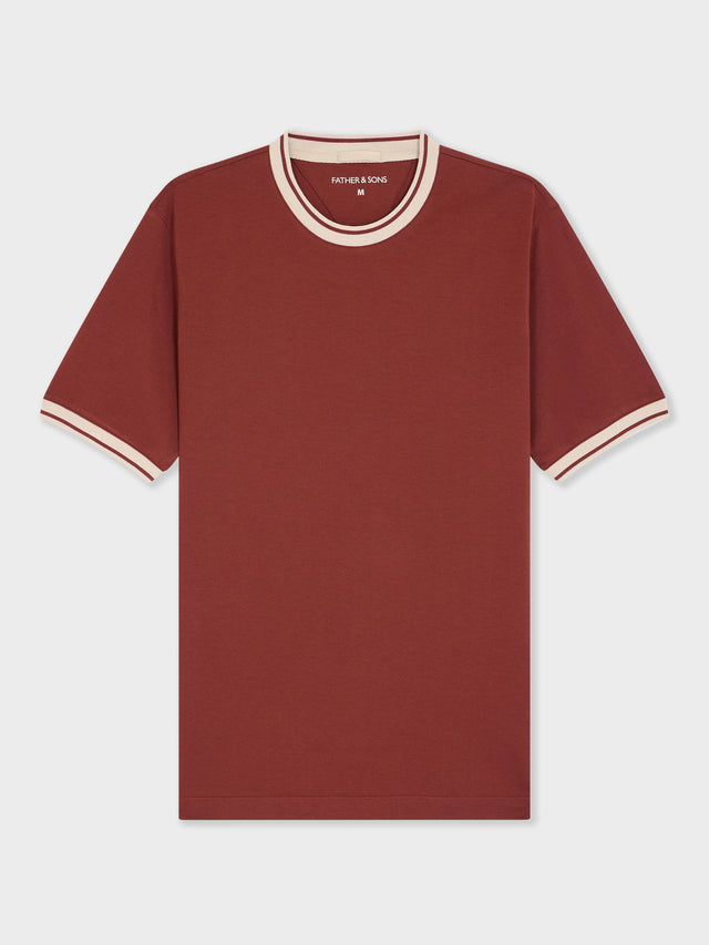 Tee-shirt col rond regular en coton terracotta