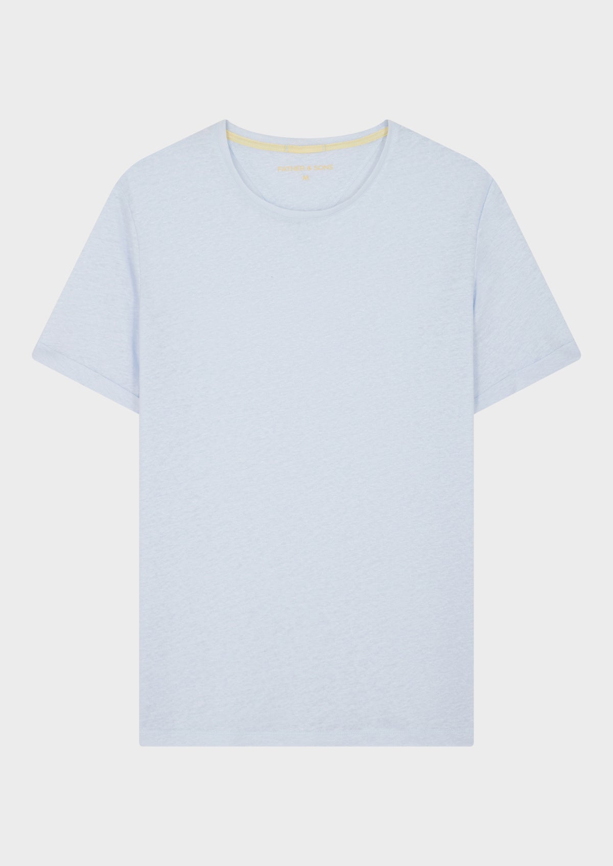Tee Shirt Manches Courtes En Lin Col Rond Uni Bleu Ciel