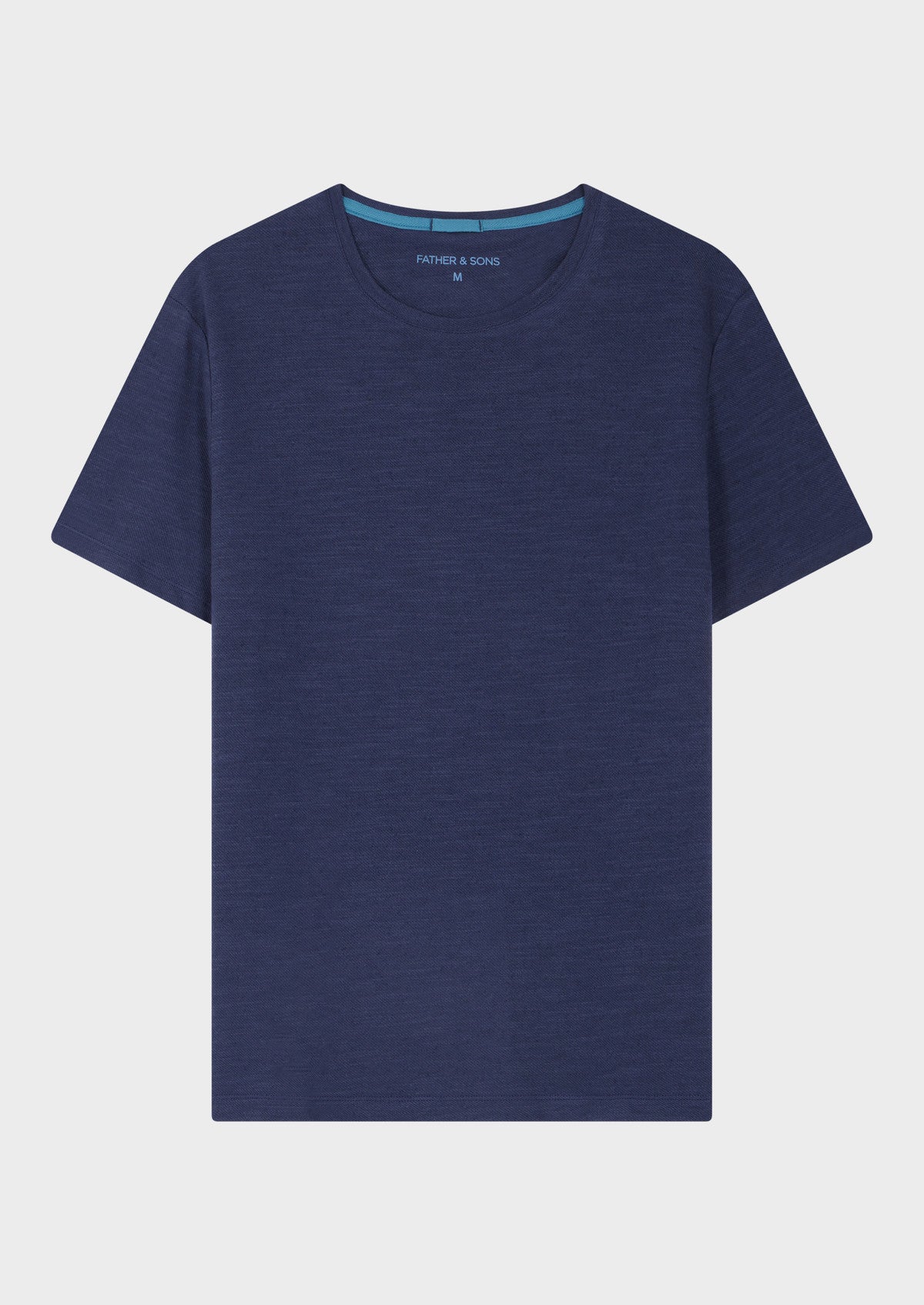 Tee Shirt Manches Courtes En Coton Et Lin Col Rond Unis Bleu Jeans