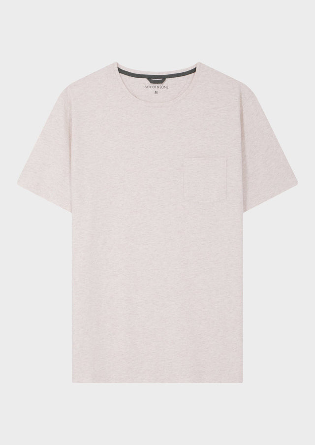 Tee-shirt manches courtes en coton col rond uni beige