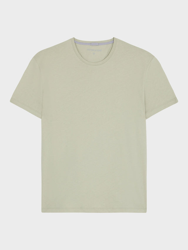 Tee-shirt col rond slim en coton vert d'eau