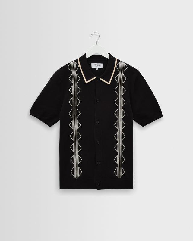 Tellaro - Black And Ecru Retro Embroidered Shirt