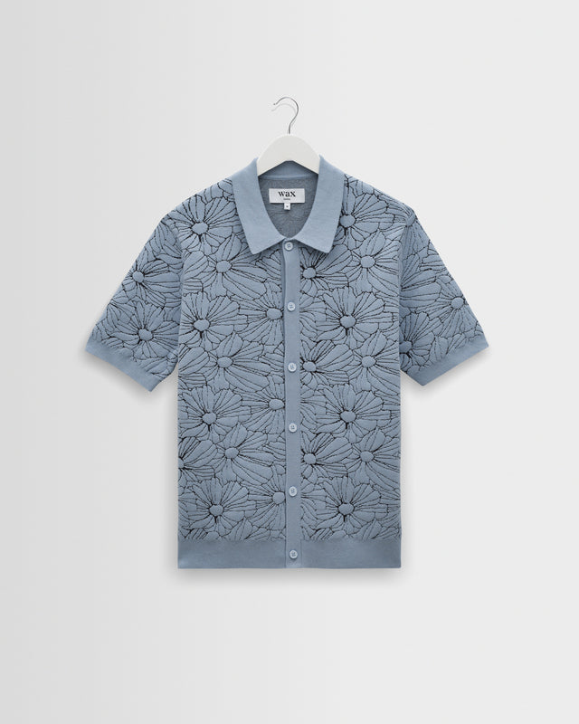 Tellaro - Light Blue Flower Jacquard Shirt