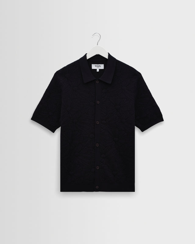 Tellaro - Navy Flower Jacquard Shirt