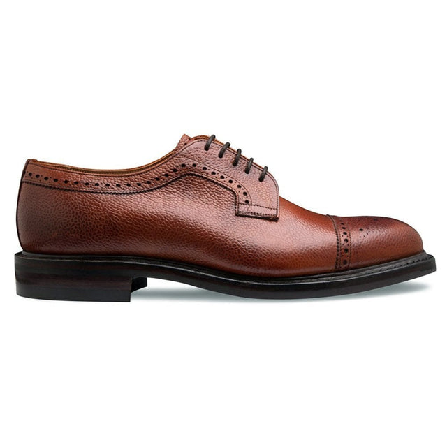 Tenterden II R Derby Semi Brogue in Mahogany Grain Leather