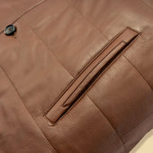 Light Brown Leather Button Up Gilet