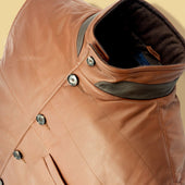 Light Brown Leather Button Up Gilet