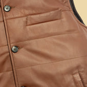 Light Brown Leather Button Up Gilet