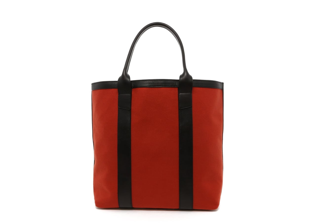 Tall Tote - Terracotta Felt / Black Leather Trim - Grey Cordura Interior