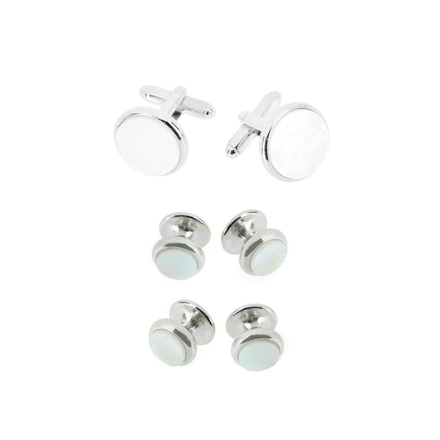 Trafalgar Sutton Round Mother of Pearl Stud & Cufflinks Formal Set