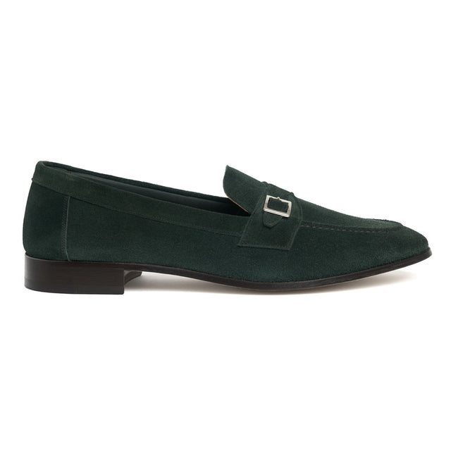 Theo Monk Strap Loafer in Emerald Green Calf Suede