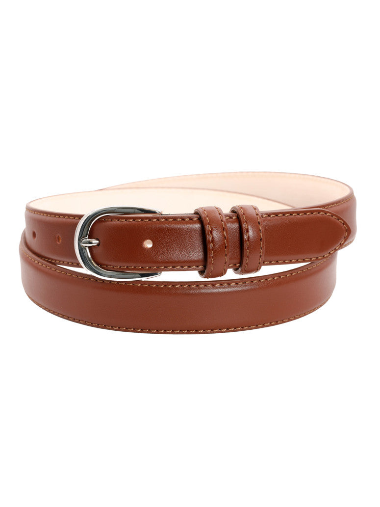 Thin Belt With Silver Buckle In Leather Gab