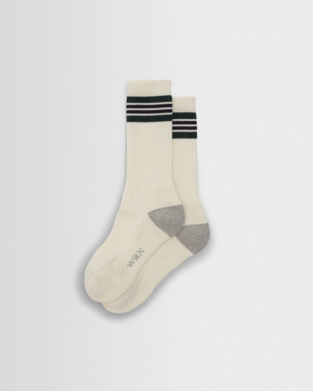 Thorpe - Ecru And Green Preppy Stripe Socks