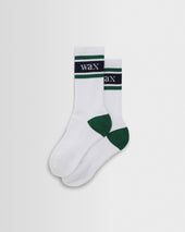 Thorpe - White And Green Branded Stripe Socks