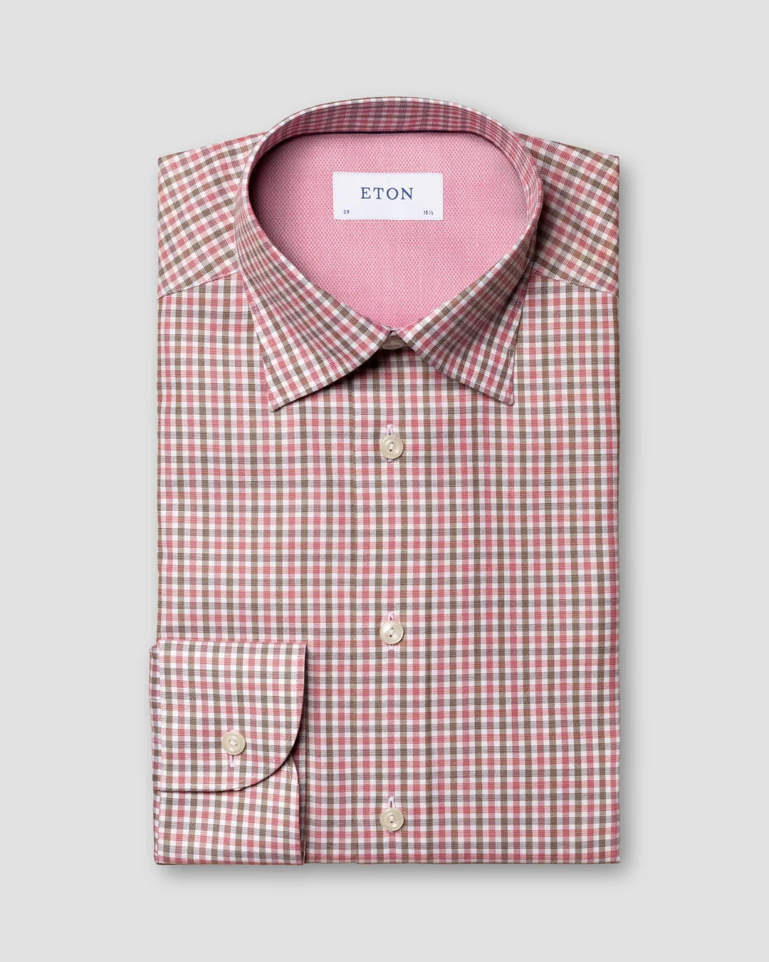 Three Color Check Cotton Lyocell Stretch Shirt Eton