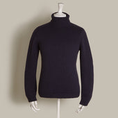12Ply Cashmere Roll Neck Sweater In Navy