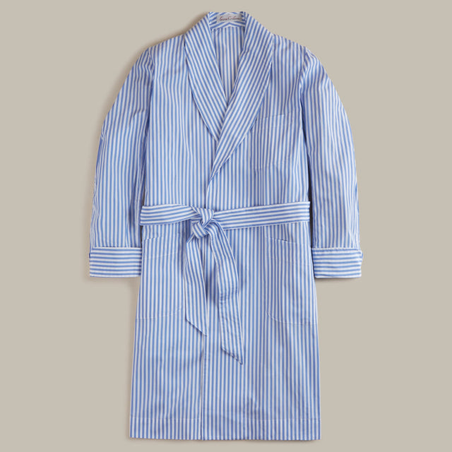 George Cortina For Anderson & Sheppard Striped Robe in Light Blue