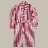 George Cortina For Anderson & Sheppard Wide Stripe Robe in Red