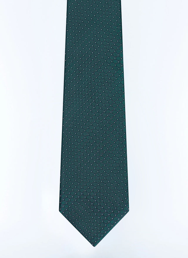 Silk tie with checkered dot pattern