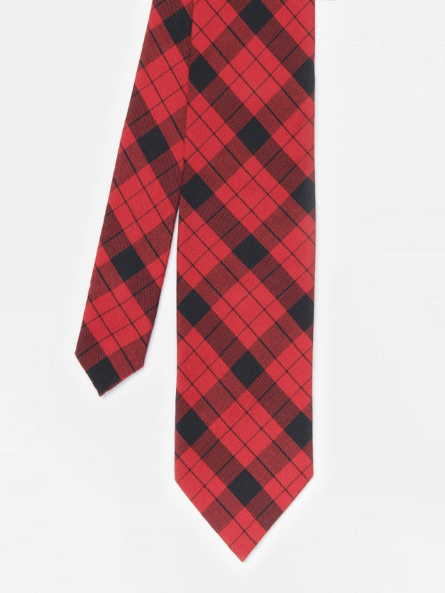 Red/Black Plaid Cotton Tie | Men's Ties | J.McLaughlin