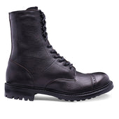 Tiger Moth II C Military Style Mid Calf Derby Boot in Black Kudu Leather