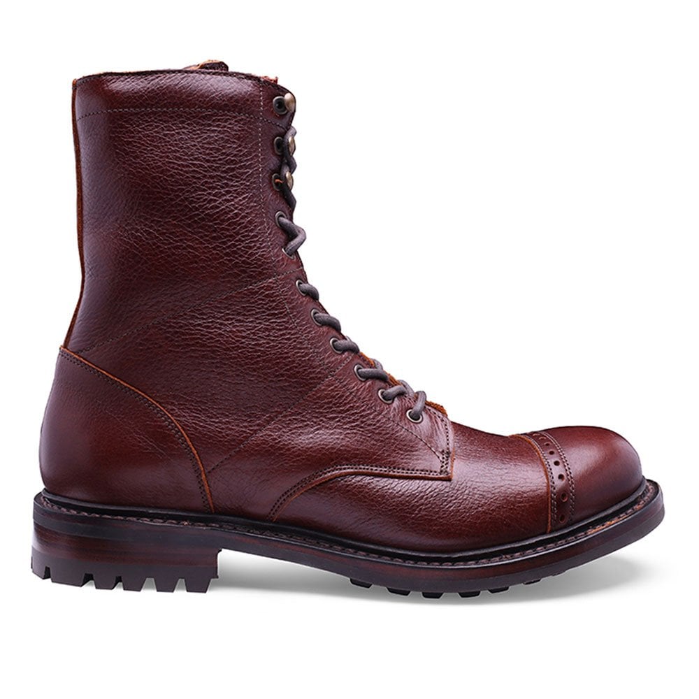 Tiger Moth Ii Military Style Mid Calf Derby Boot In Whiskey Kudu Leather