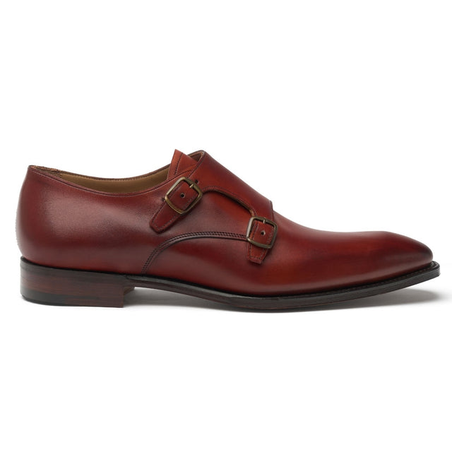 Tiverton Double Buckle Monk Shoe in Dark Leaf Calf Leather