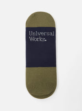 Olive Cotton Mix Knit No Show Sock