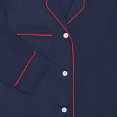 Tommy Plain Poplin Pyjamas in Navy and Red