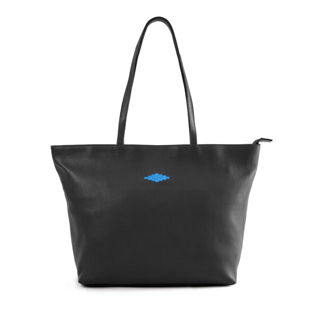 Trapecio Tote Bag - Black Leather