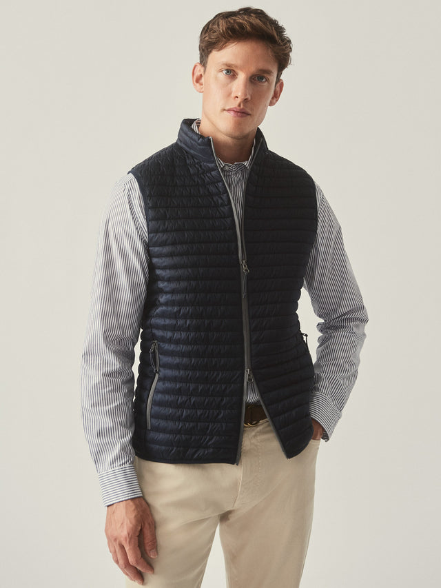 Navy Solid Traveler Quilted Vest | Men's Jackets \u0026 Outerwear | J.McLaughlin