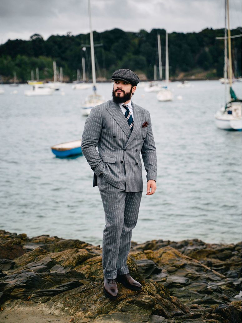 Tregorn Gray Striped Flannel Trousers